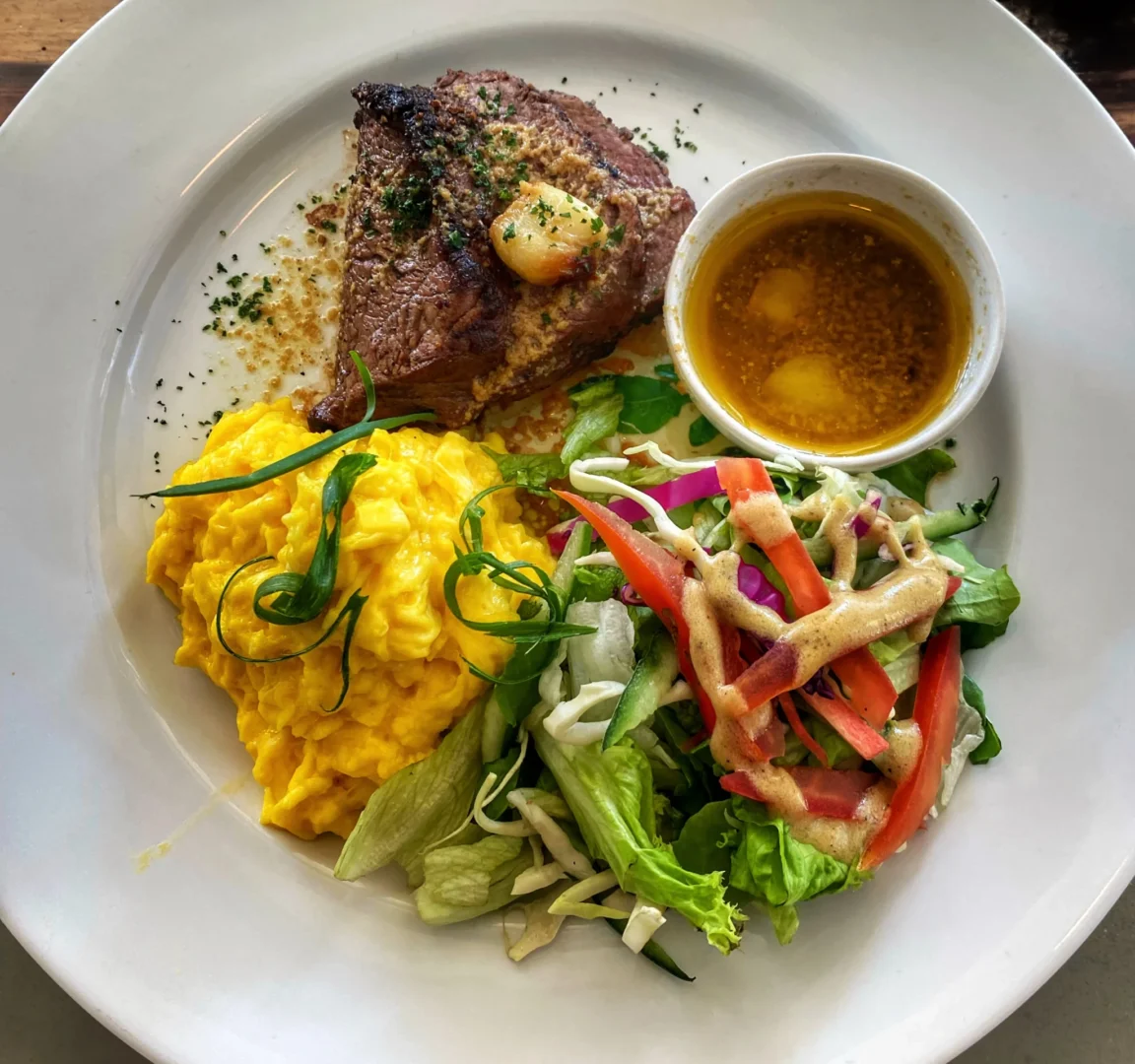 Steak And Eggs for breakfast at Evergreen Cafe in Karachi