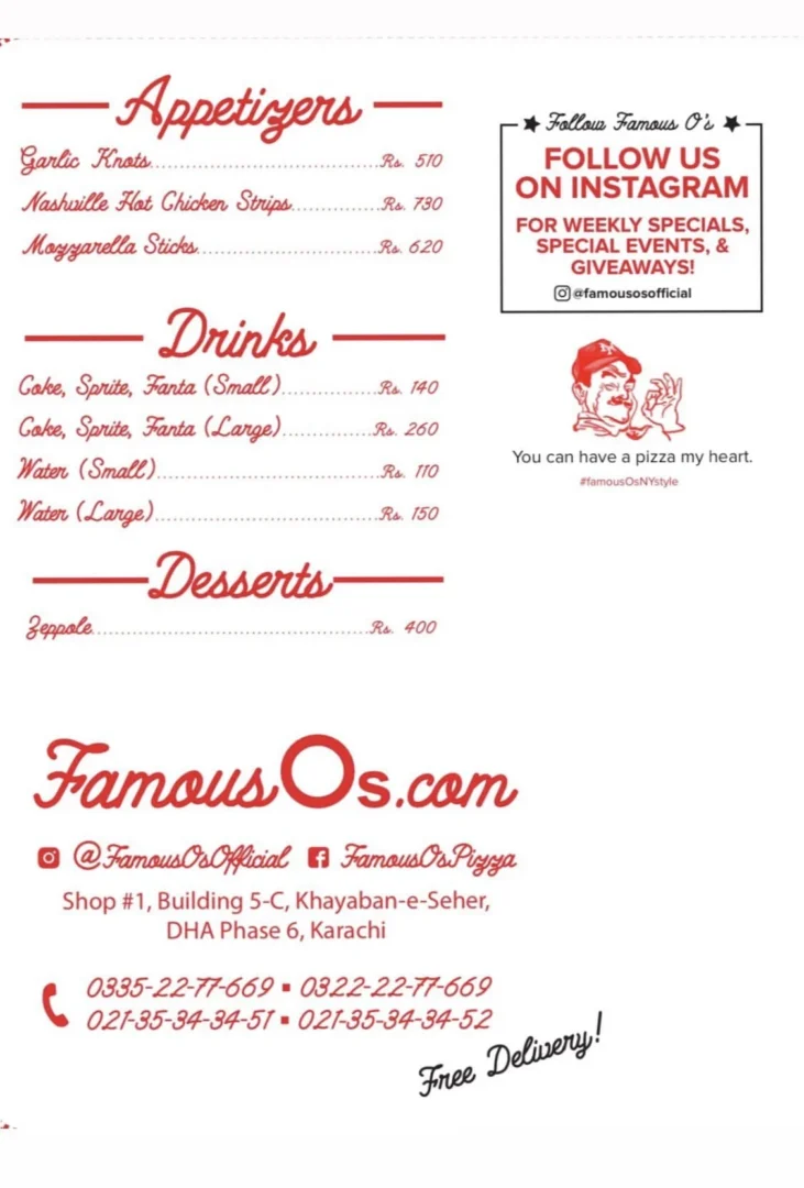 Famous O's Menu 3