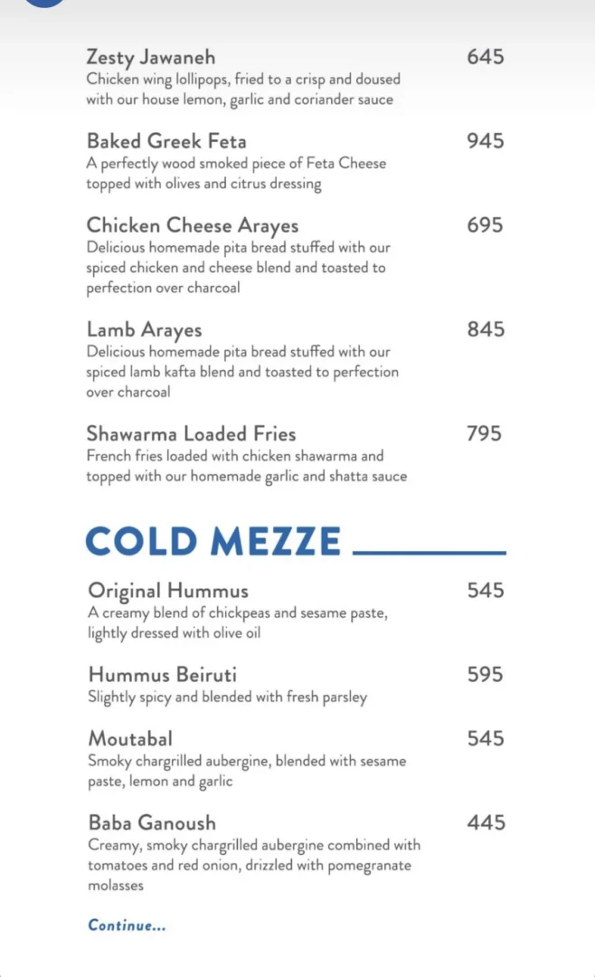 cold mezze karachi