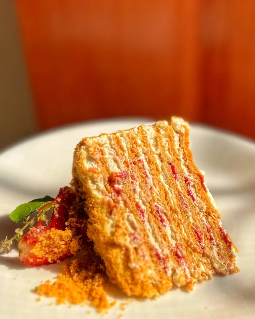 Strawberry Medovik - Russian Honey Cake by CakeMyDay in Karachi