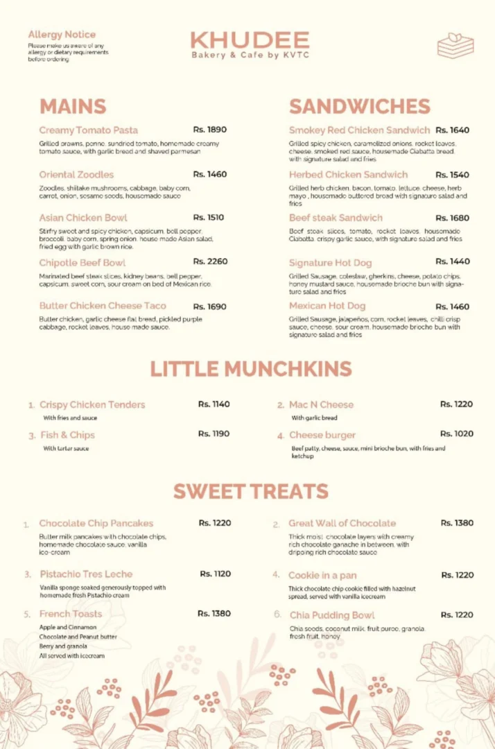 Khudee Cafe Menu Page 2